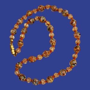 Vintage Venetian Sommerso Confetti Glass Knot Beaded Necklace